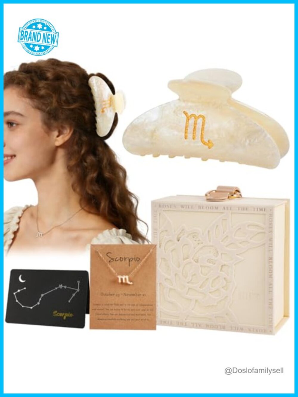 Scorpio Zodiac Gift Set Hair Claw Clip & Necklace